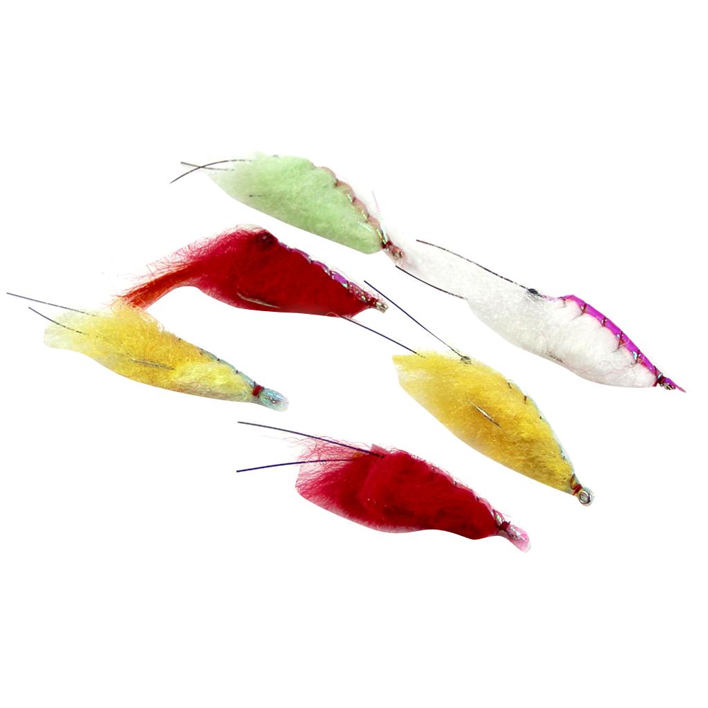 6pcs Shrimp Fishing Flies Fly Fishing Flies Insects Flies with Feather Hook