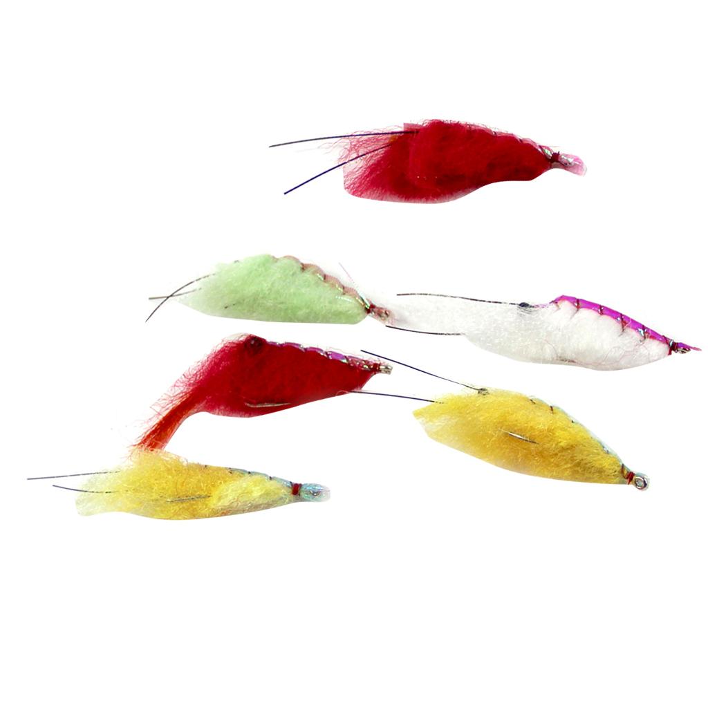 6pcs Shrimp Fishing Flies Fly Fishing Flies Insects Flies with Feather Hook