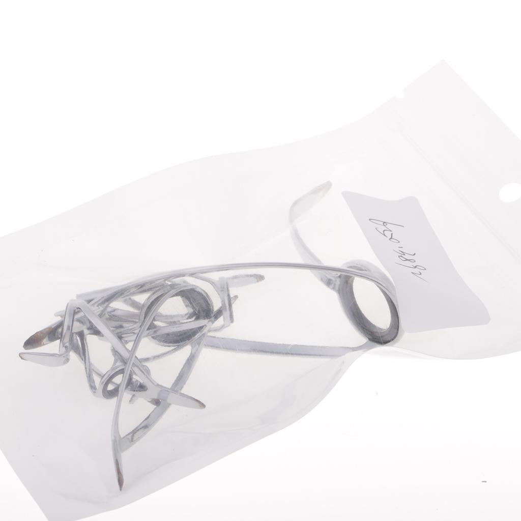 7pcs Ceramic Ring Eyes Fishing Rod Guides Line Ring Stainless Steel Frame