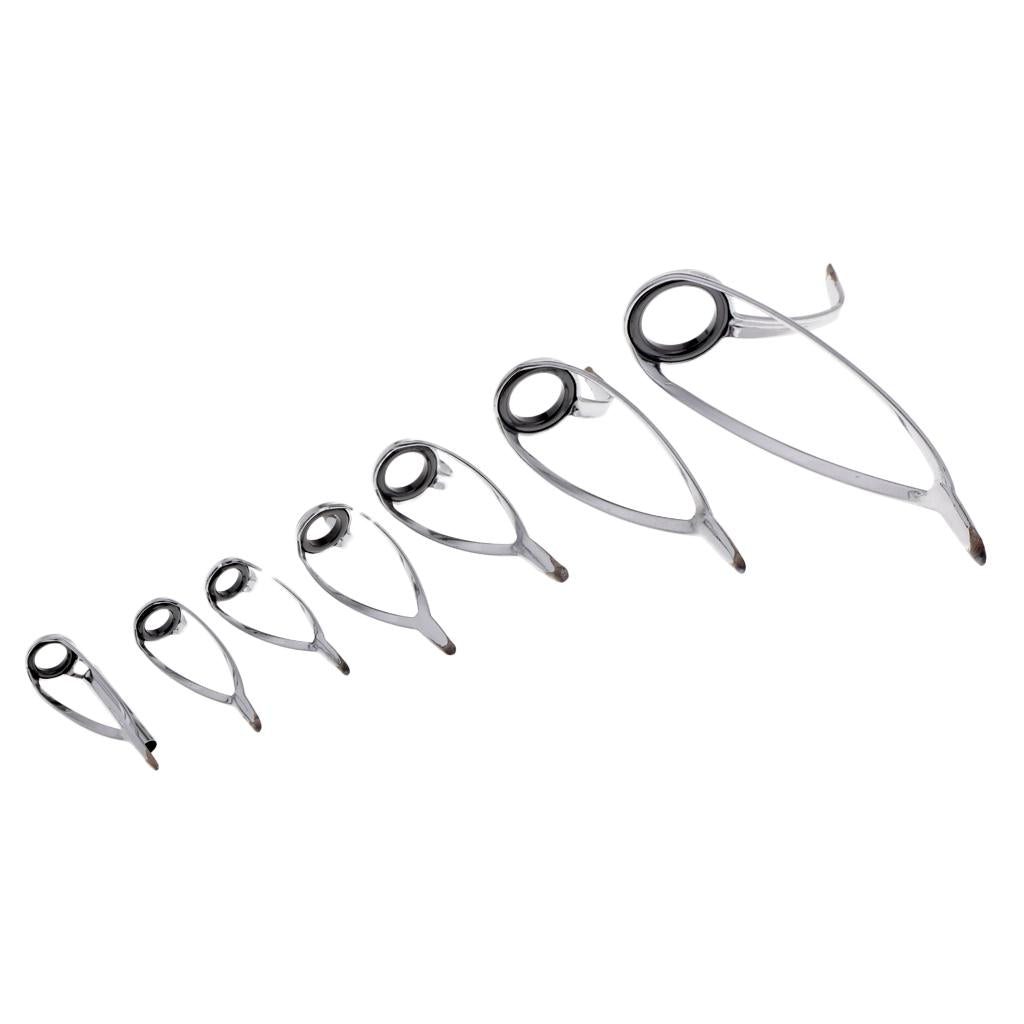 7pcs Ceramic Ring Eyes Fishing Rod Guides Line Ring Stainless Steel Frame