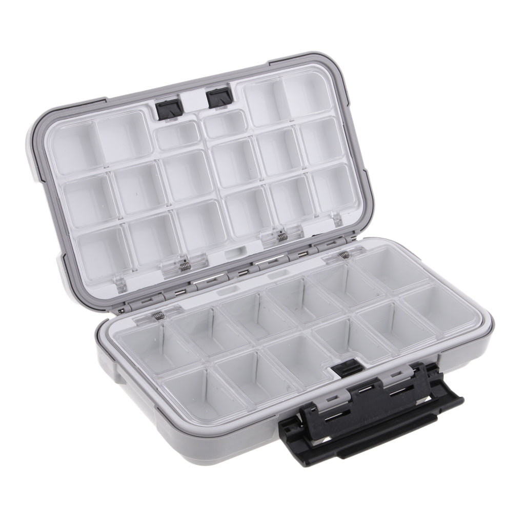 30 Compartments Waterproof Plastic Fishing Lure Hook Tackle Box Case Gray