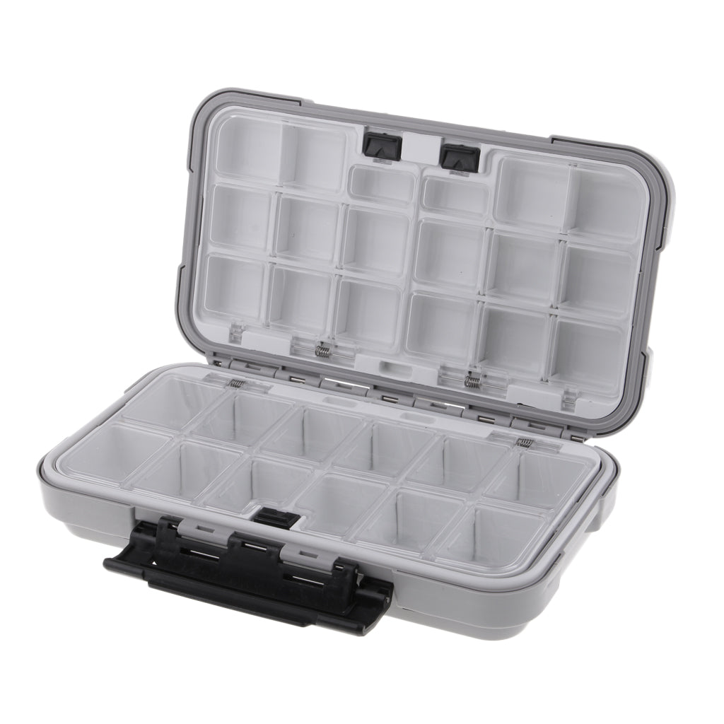 30 Compartments Waterproof Plastic Fishing Lure Hook Tackle Box Case Gray