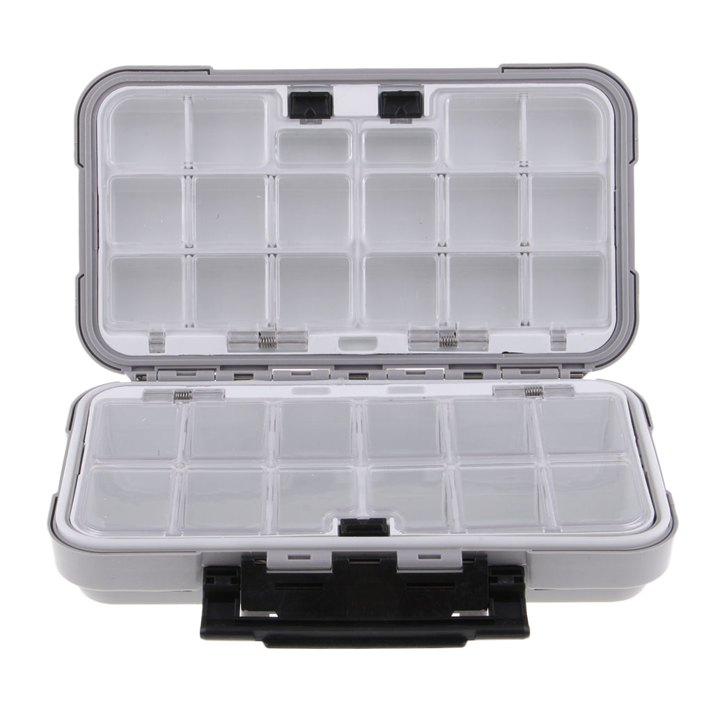 30 Compartments Waterproof Plastic Fishing Lure Hook Tackle Box Case Gray
