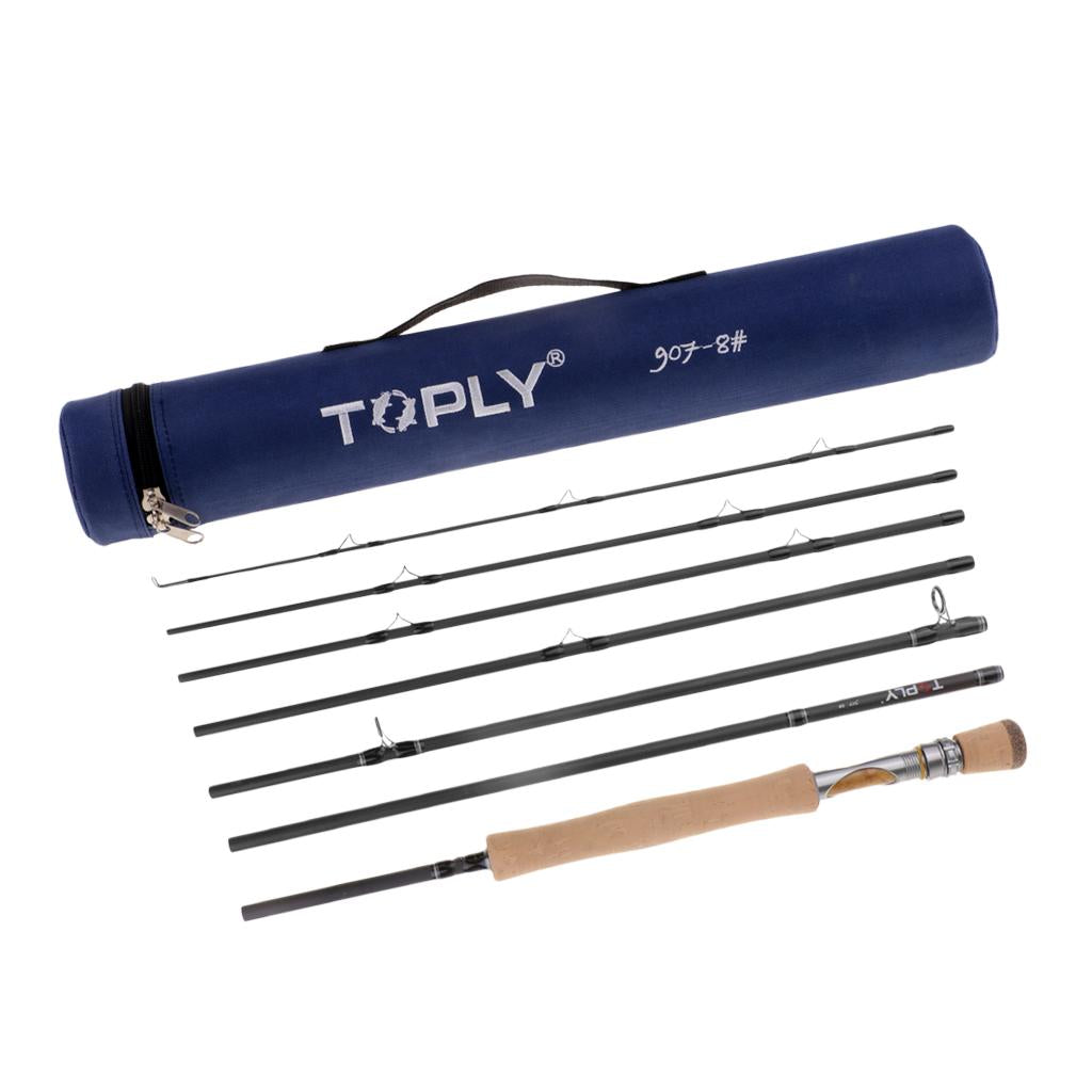 Fly Fishing Rod 7 Piece 9ft 46T Carbon Fiber Blank Fly Rod 7/8wt & Tube Case