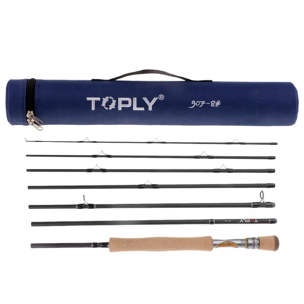 Fly Fishing Rod 7 Piece 9ft 46T Carbon Fiber Blank Fly Rod 7/8wt & Tube Case