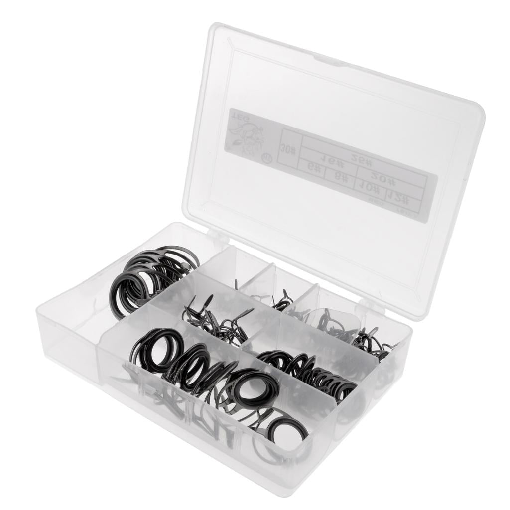 75x Stainless Steel Fishing Rod Guide Ring Rod Repair Kit DIY Tip Ring Gray