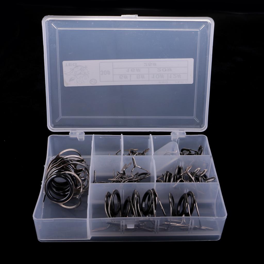 75x Stainless Steel Fishing Rod Guide Ring Rod Repair Kit DIY Tip Ring Gray