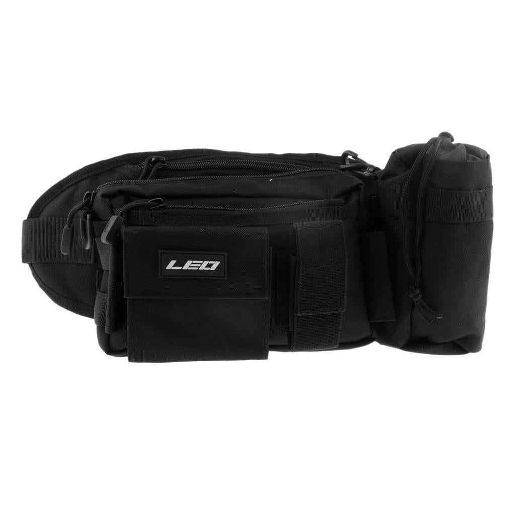 Portable Multifunction Outdoor Fishing Tackle Bags Waist Bag Black