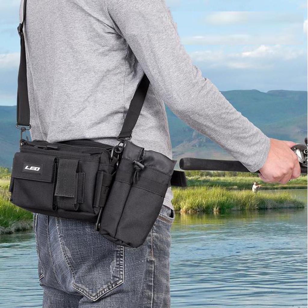 Portable Multifunction Outdoor Fishing Tackle Bags Waist Bag Black