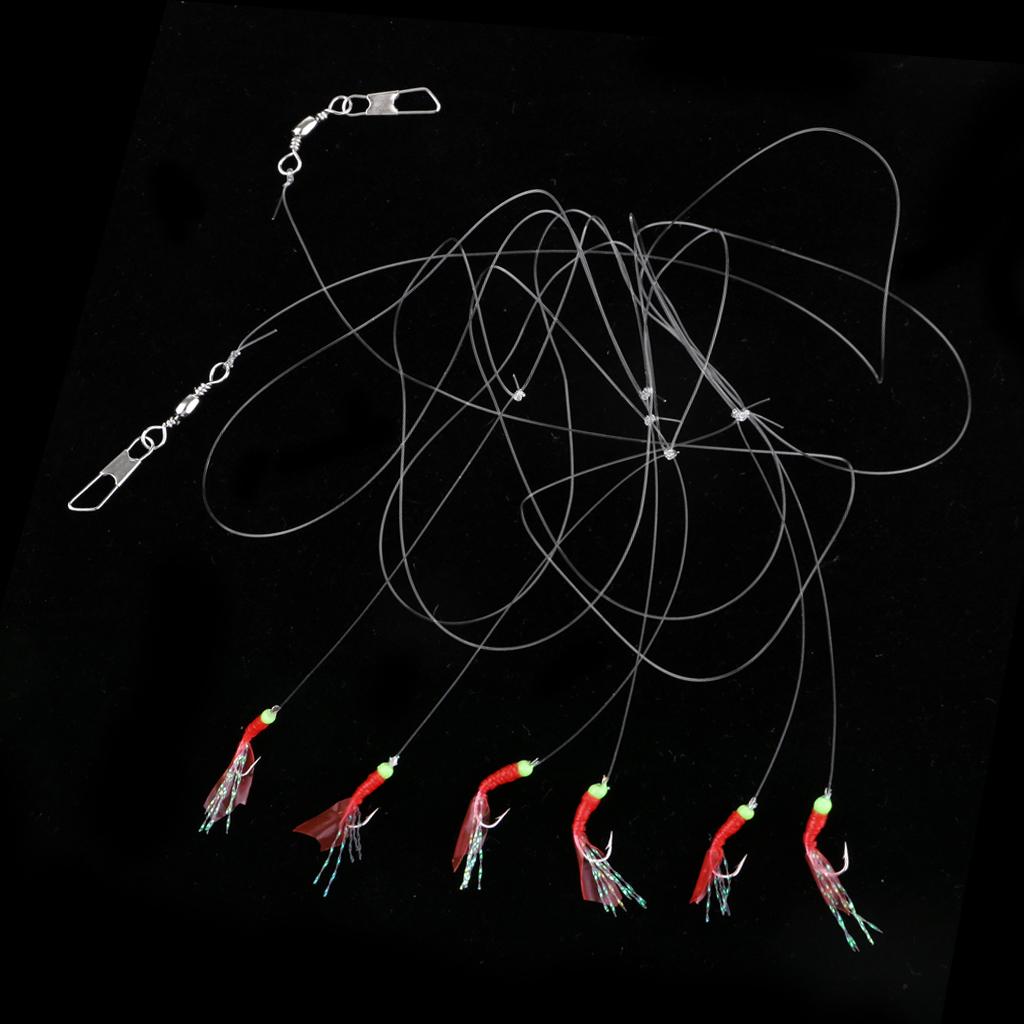 Sabiki Bait Rig Fish Skin Hooks Saltwater Fishing Lure with 6 Hooks 007