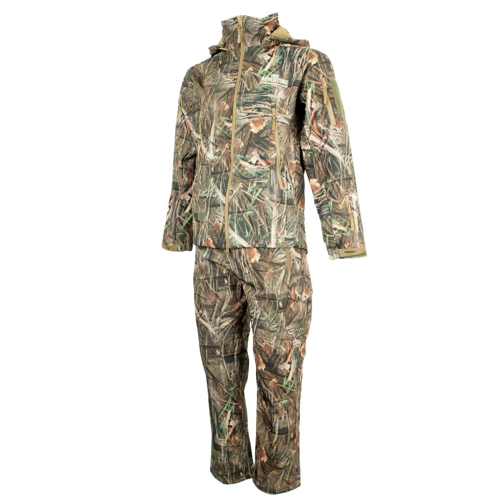 Bionic Camouflage Hunting Clothes Leaf Waterproof Jacket + Pants Suit M