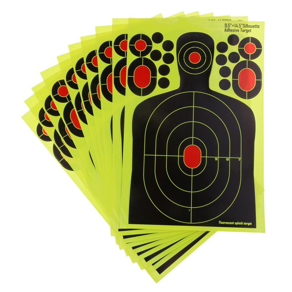 10pcs 14.5 x 9.5in Silhouette Shooting Target Reactive Splatter Paper Target