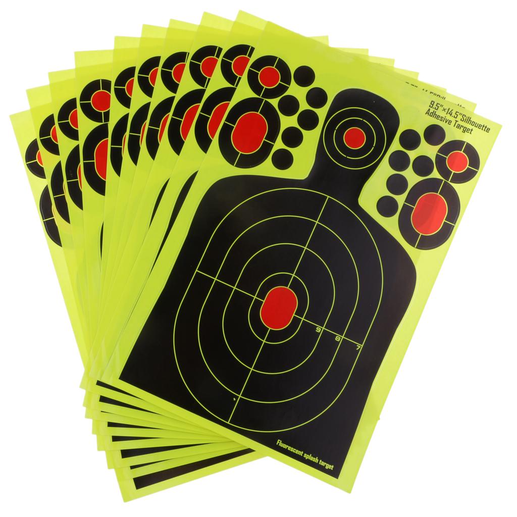 10pcs 14.5 x 9.5in Silhouette Shooting Target Reactive Splatter Paper Target