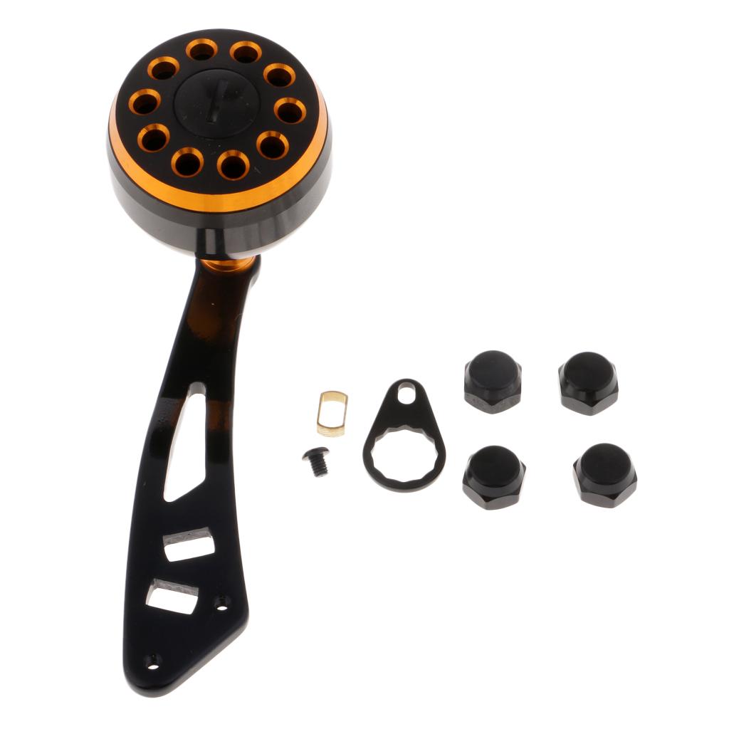 Power Fishing Reel Handle with Knob Baitcasting Reel Handle Rocker Arm Gold