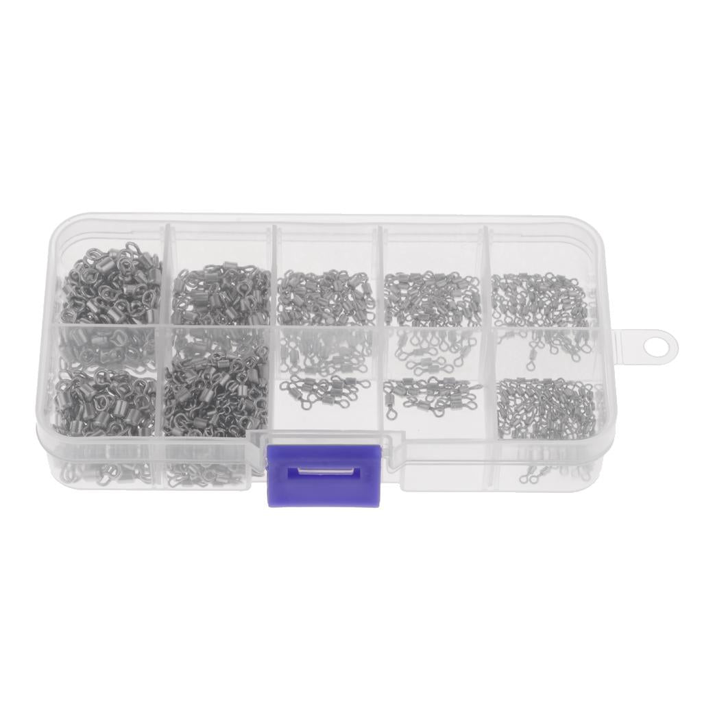 500 Pieces Fishing Swivels Rolling Swivel Connector Ball Bearing Solid Rings