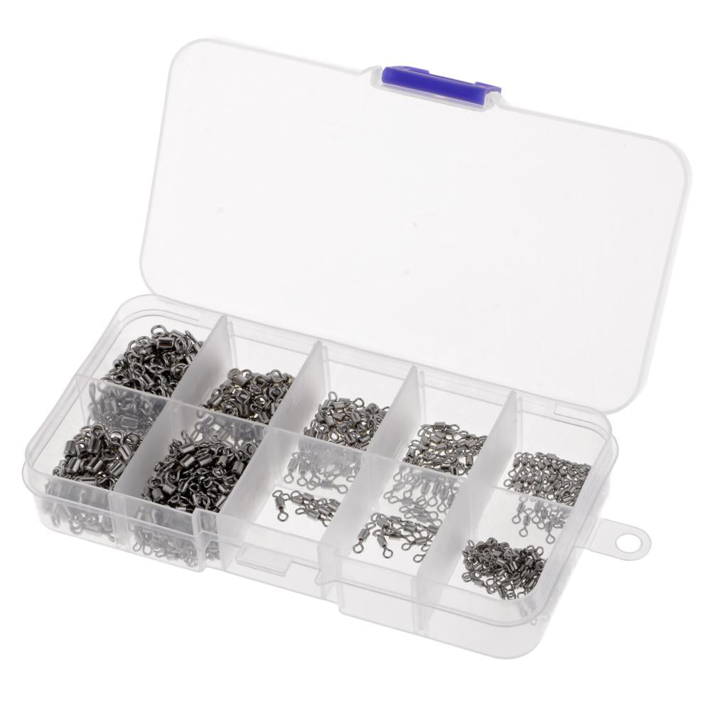 500 Pieces Fishing Swivels Rolling Swivel Connector Ball Bearing Solid Rings