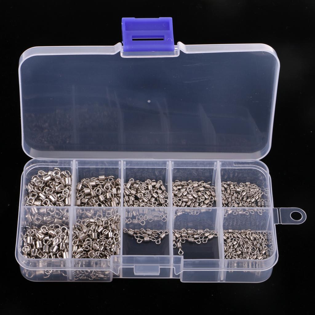500 Pieces Fishing Swivels Rolling Swivel Connector Ball Bearing Solid Rings