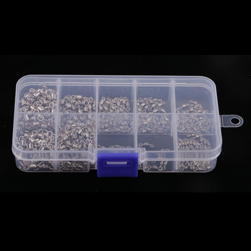 500 Pieces Fishing Swivels Rolling Swivel Connector Ball Bearing Solid Rings