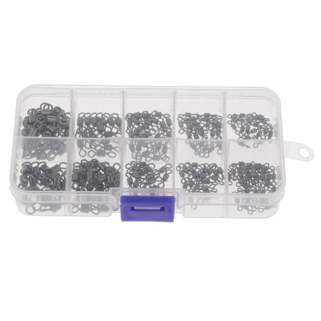 210pcs Durable Fishing Ball/Barrel Bearing Swivel Solid Ring Connector Black