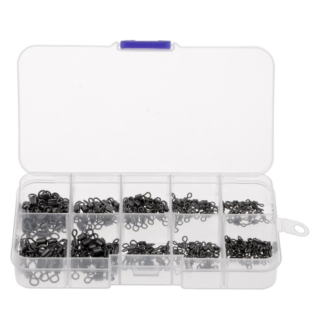 210pcs Durable Fishing Ball/Barrel Bearing Swivel Solid Ring Connector Black