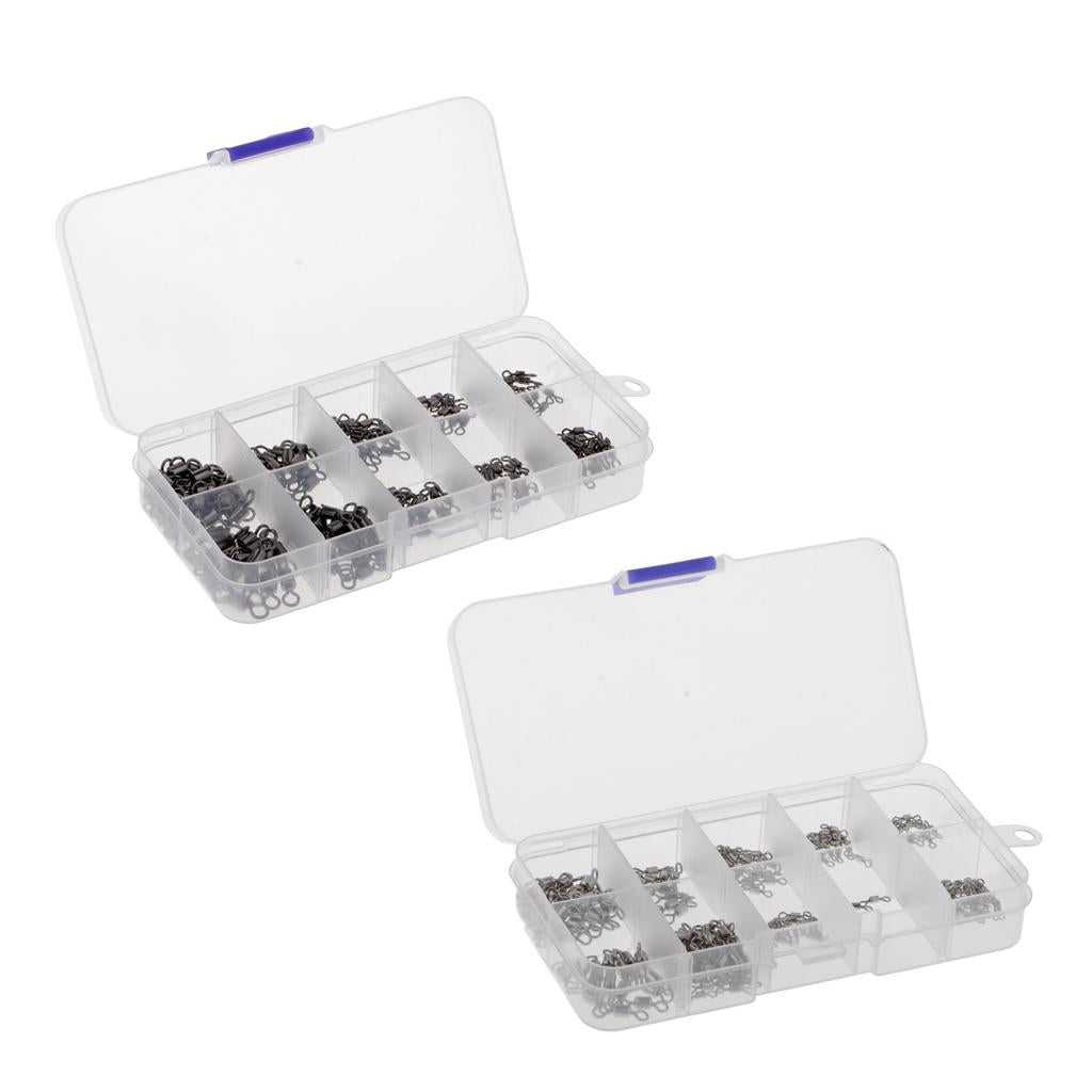 210pcs Durable Fishing Ball/Barrel Bearing Swivel Solid Ring Connector Black