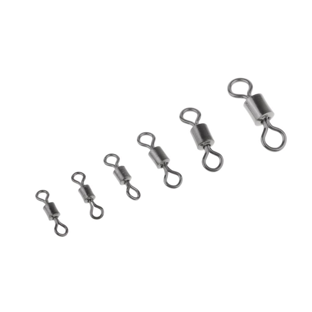 210pcs Durable Fishing Ball/Barrel Bearing Swivel Solid Ring Connector Black