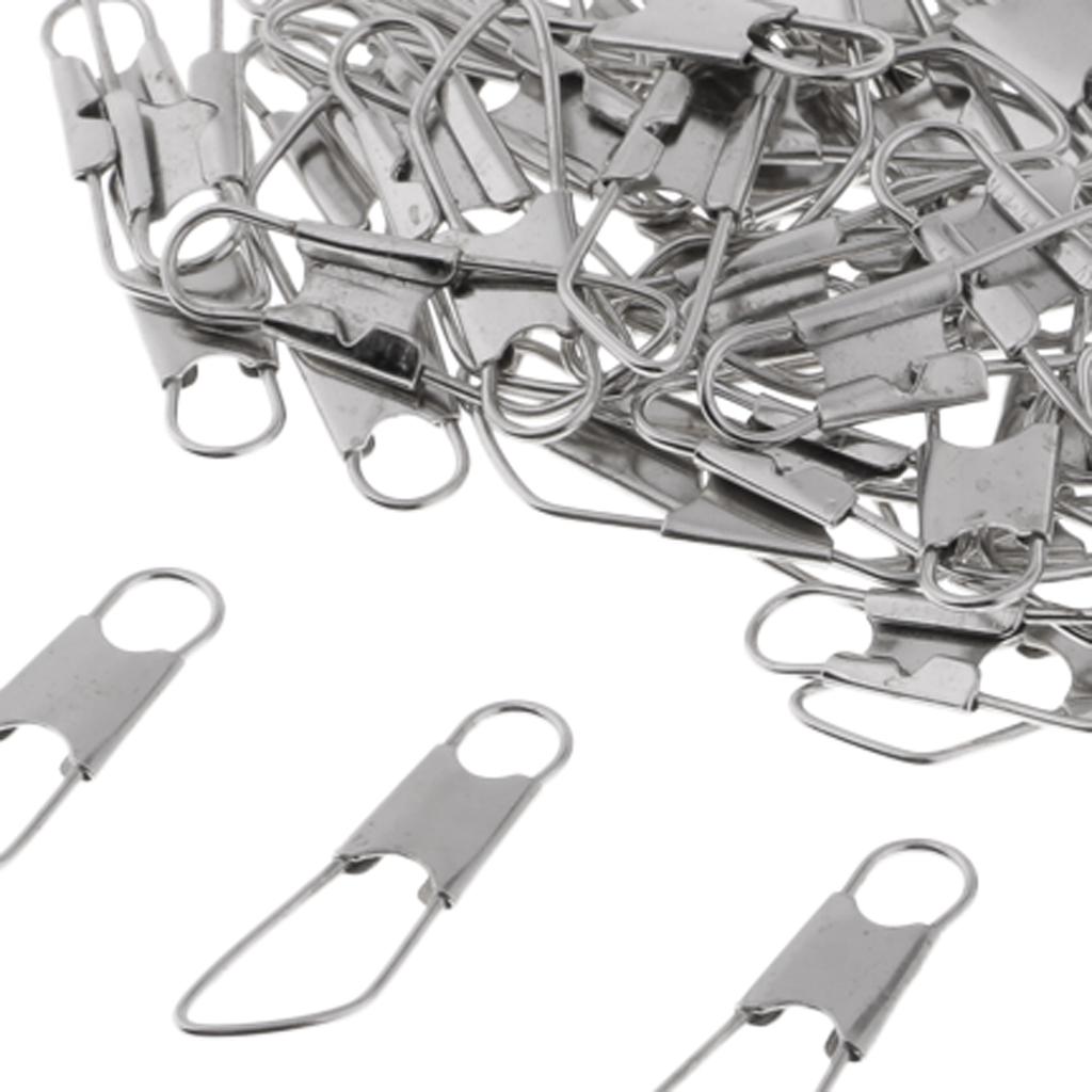 2x100Pcs Fishing Interlock Snap Safety Snap Fishing Swivels Snap 1.7x0.5cm