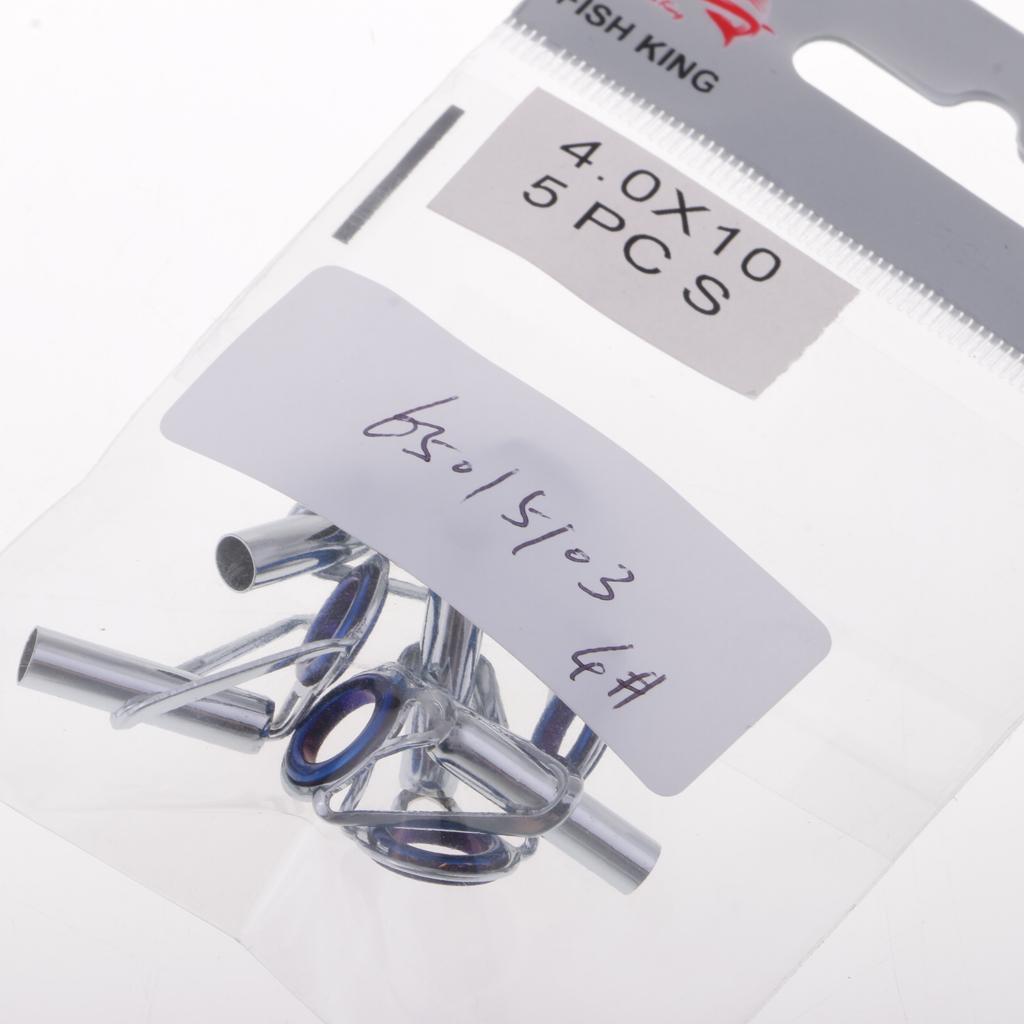 5pcs Fishing Rod Guides Tip Tops Repair Kit   Casting Rod Tip Ring Size 4