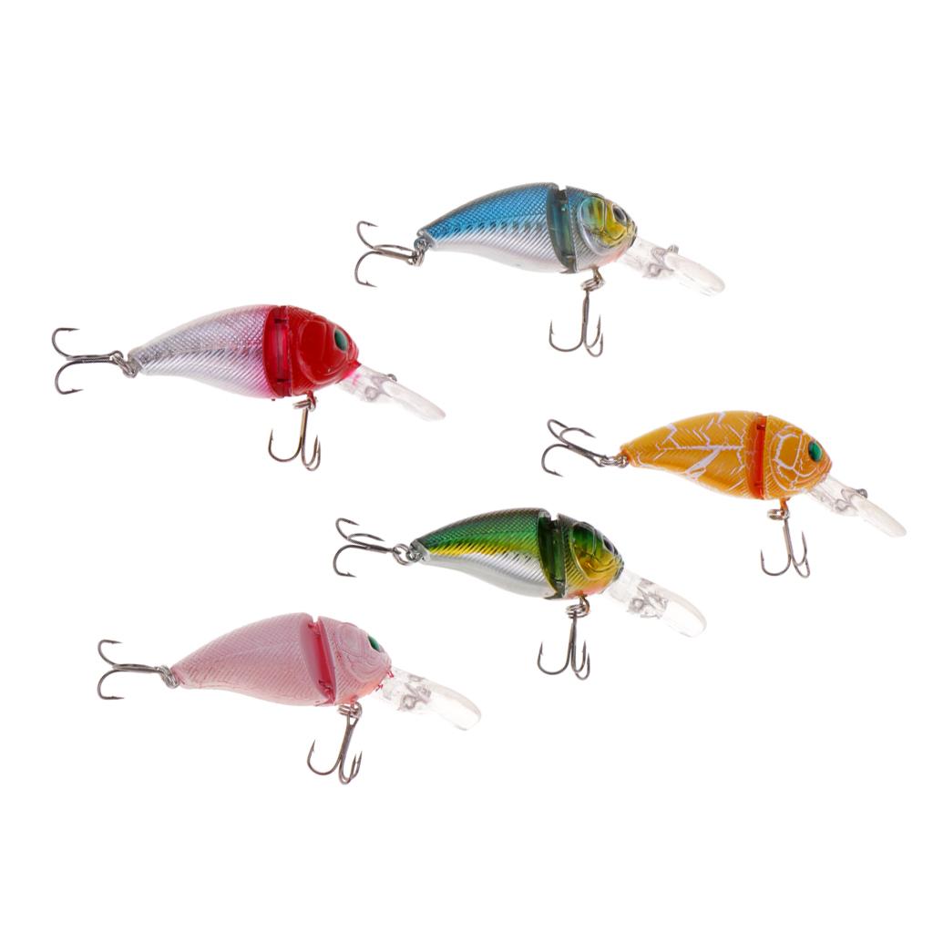 5pcs Minnow Fishing Lure Artificial Hard Bait Lifelike VIB Jointed Crankbait