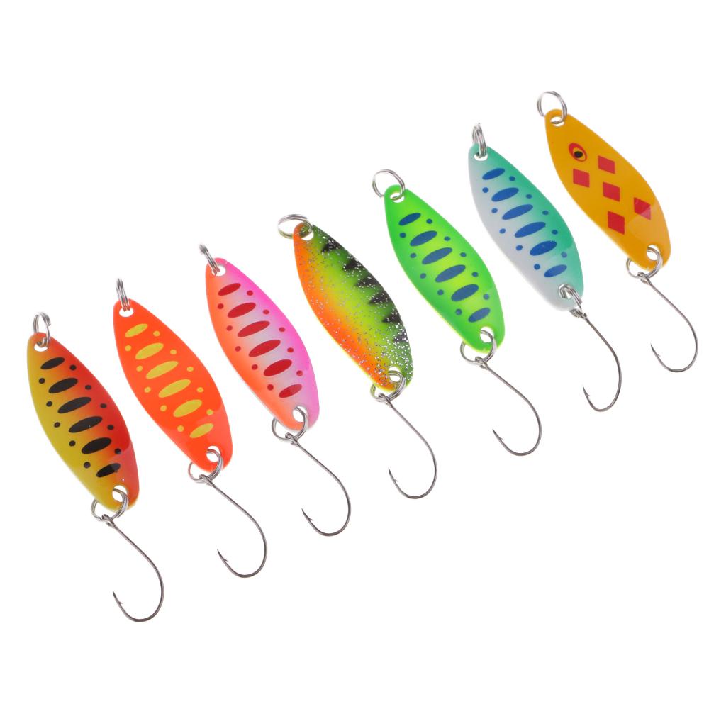 7Pcs Metal Spoons Fishing Lures Hard Sequins Baits with Single Hook 3.5cm