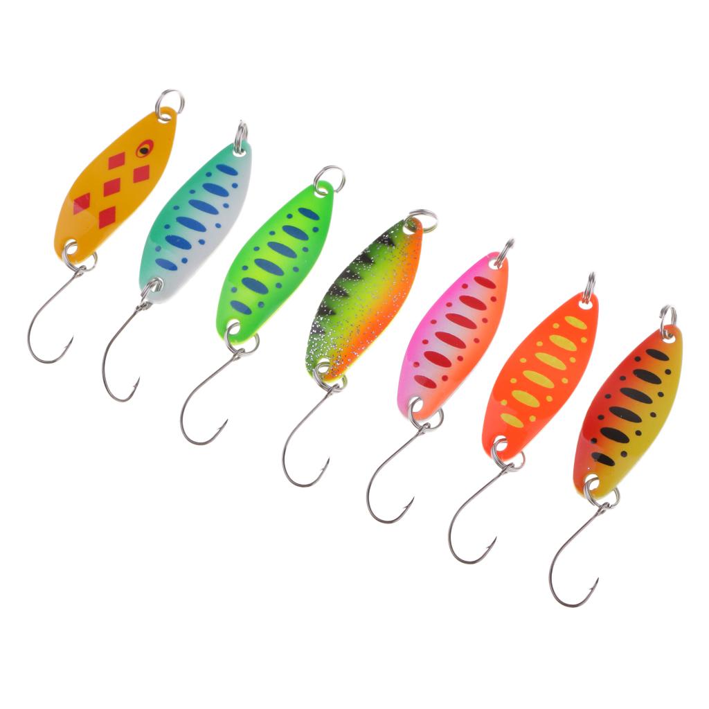 7Pcs Metal Spoons Fishing Lures Hard Sequins Baits with Single Hook 3.5cm