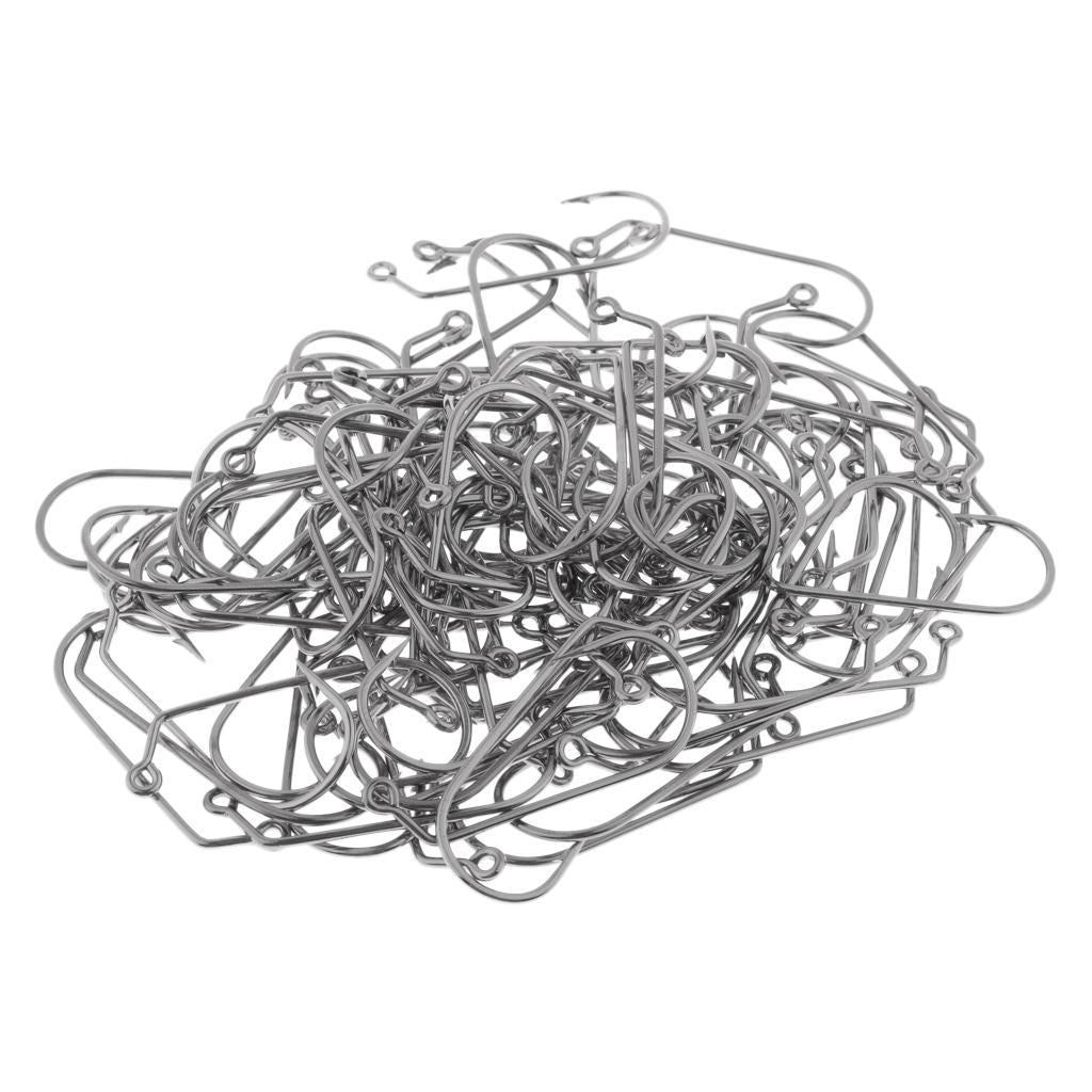 100pcs Worm Fishing Hooks High Carbon Steel Jig Barbed Hook for Big Fish 3-0