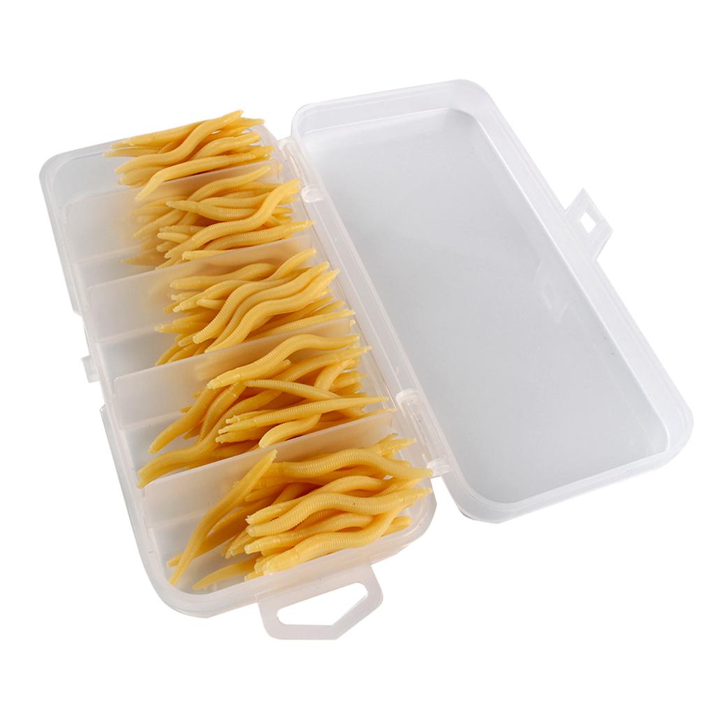 150pcs Artificial Soft Earthworm Fishing Bait Worm Lure Maggot Bait Beige
