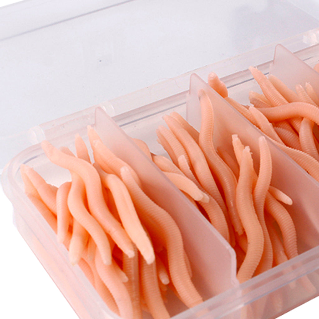 150pcs Artificial Soft Earthworm Fishing Bait Worm Lure Maggot Bait Pink