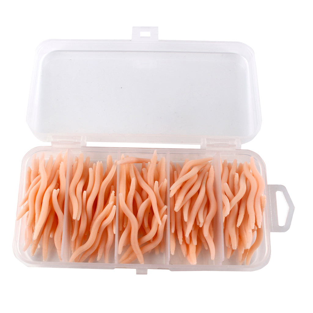 150pcs Artificial Soft Earthworm Fishing Bait Worm Lure Maggot Bait Pink
