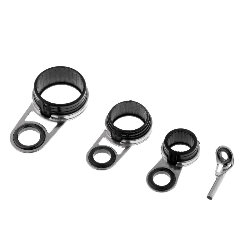 9pcs Rock Casting Fishing Rod Guides Eye Ring Tip Line Ring Rod Repair Kit