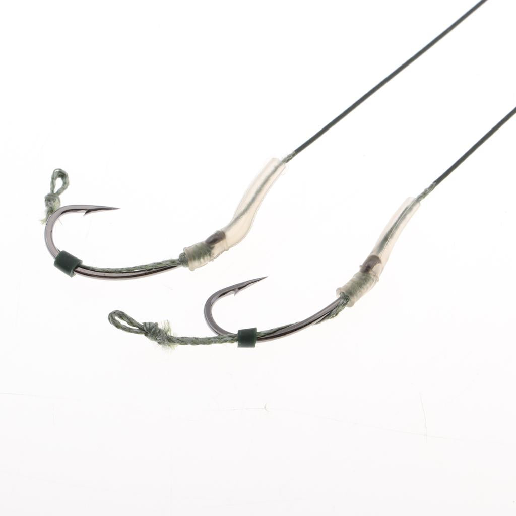 2pcs Carp Fishing Hair Rigs Carp Rigs with Braided Line Barbed Hook HK-G003