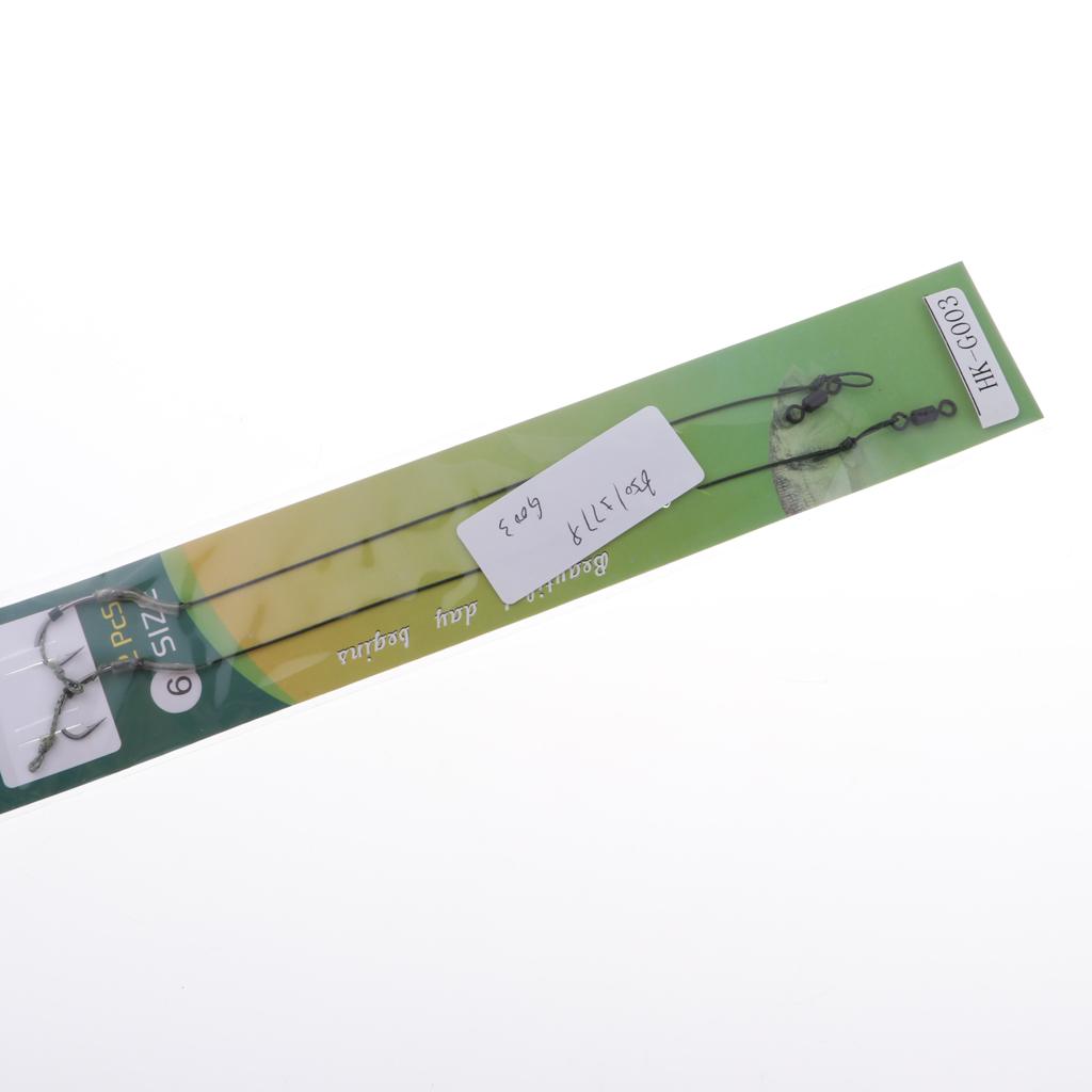 2pcs Carp Fishing Hair Rigs Carp Rigs with Braided Line Barbed Hook HK-G003