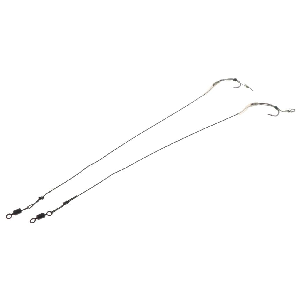 2pcs Carp Fishing Hair Rigs Carp Rigs with Braided Line Barbed Hook HK-G003