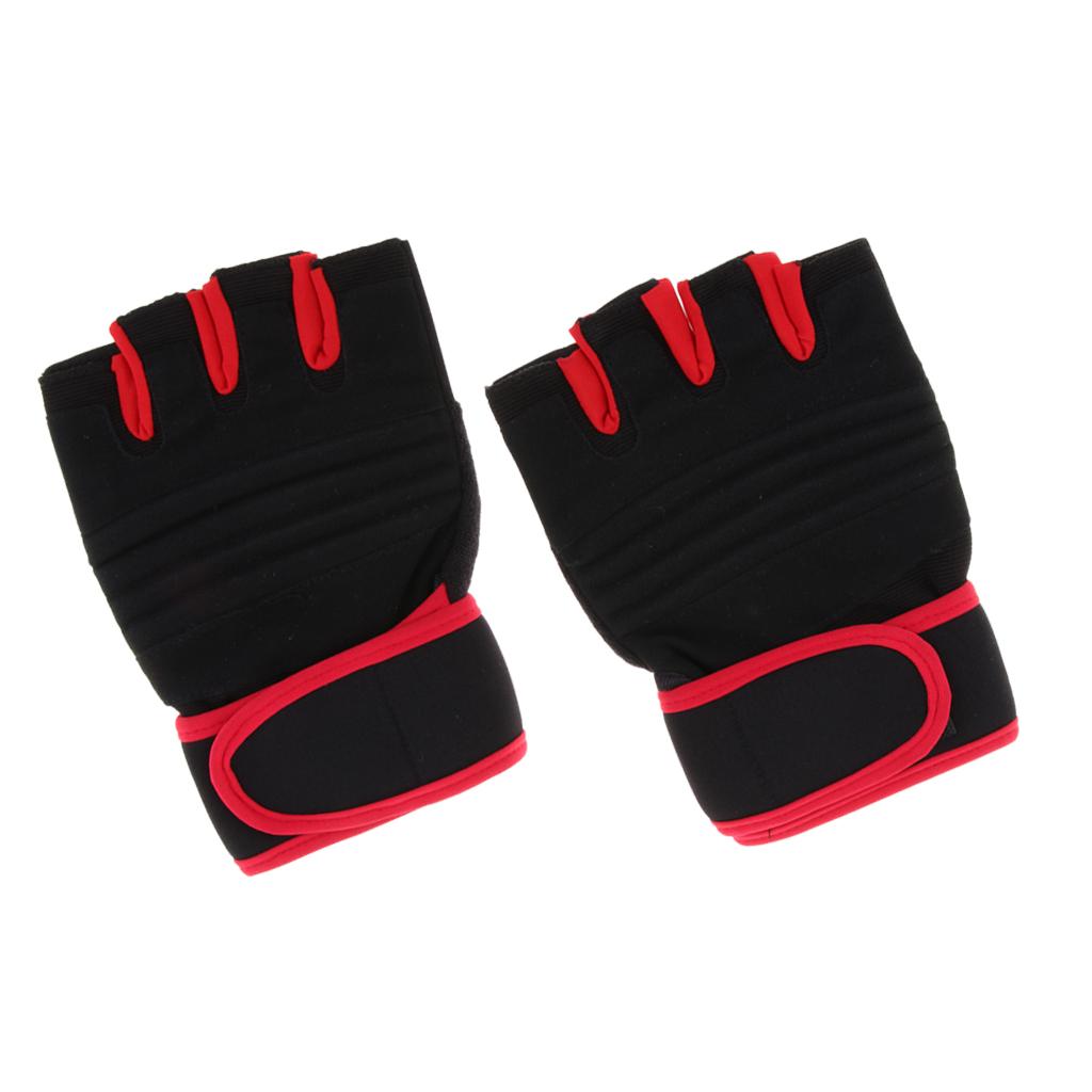 Half Finger Breathable Anti-Slip Climbing Cycling Fishing Gloves Red