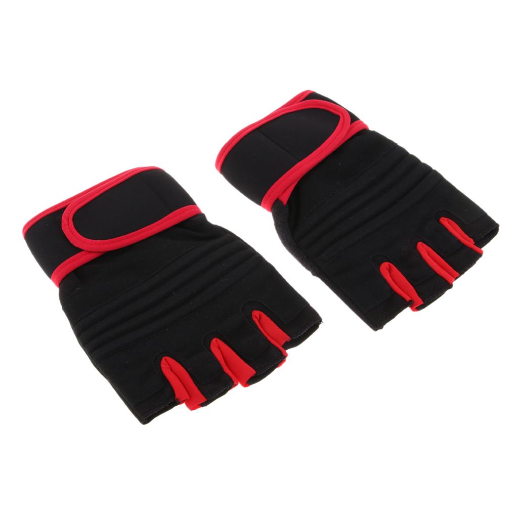 Half Finger Breathable Anti-Slip Climbing Cycling Fishing Gloves Red