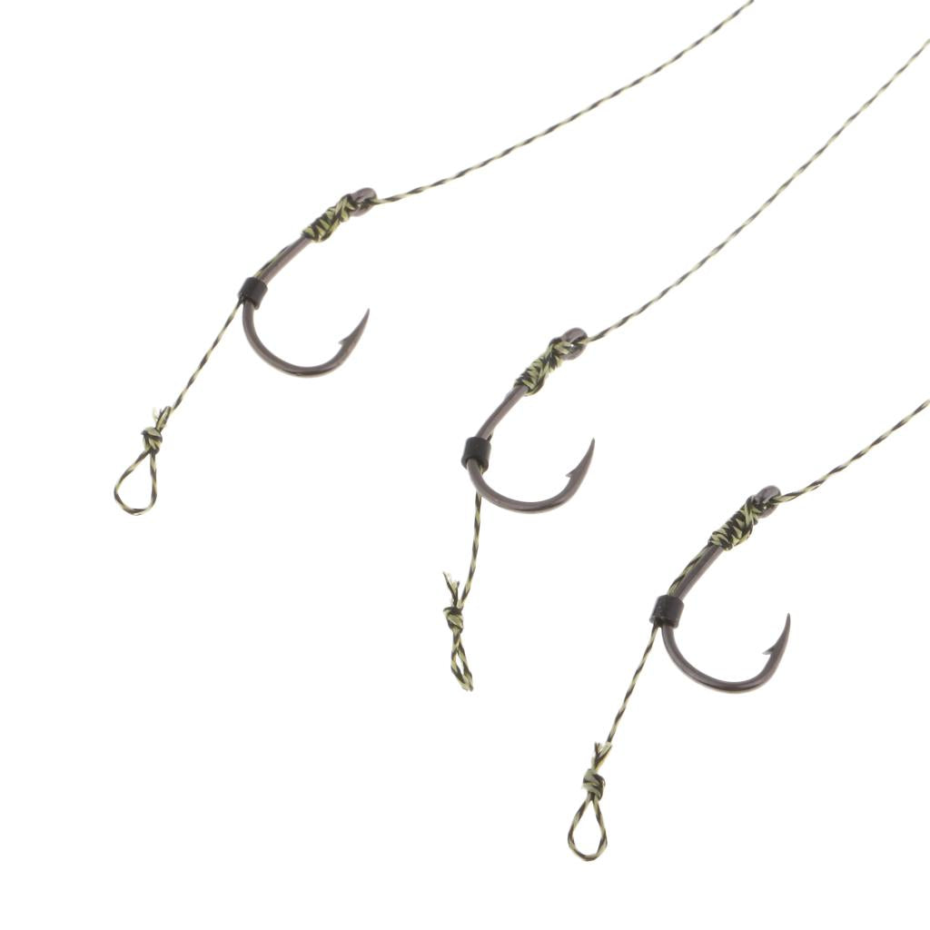 3x5pcs Ready Tied Carp Fishing Rigs Hair Rigs Bait Needle Boilie Stopper 002
