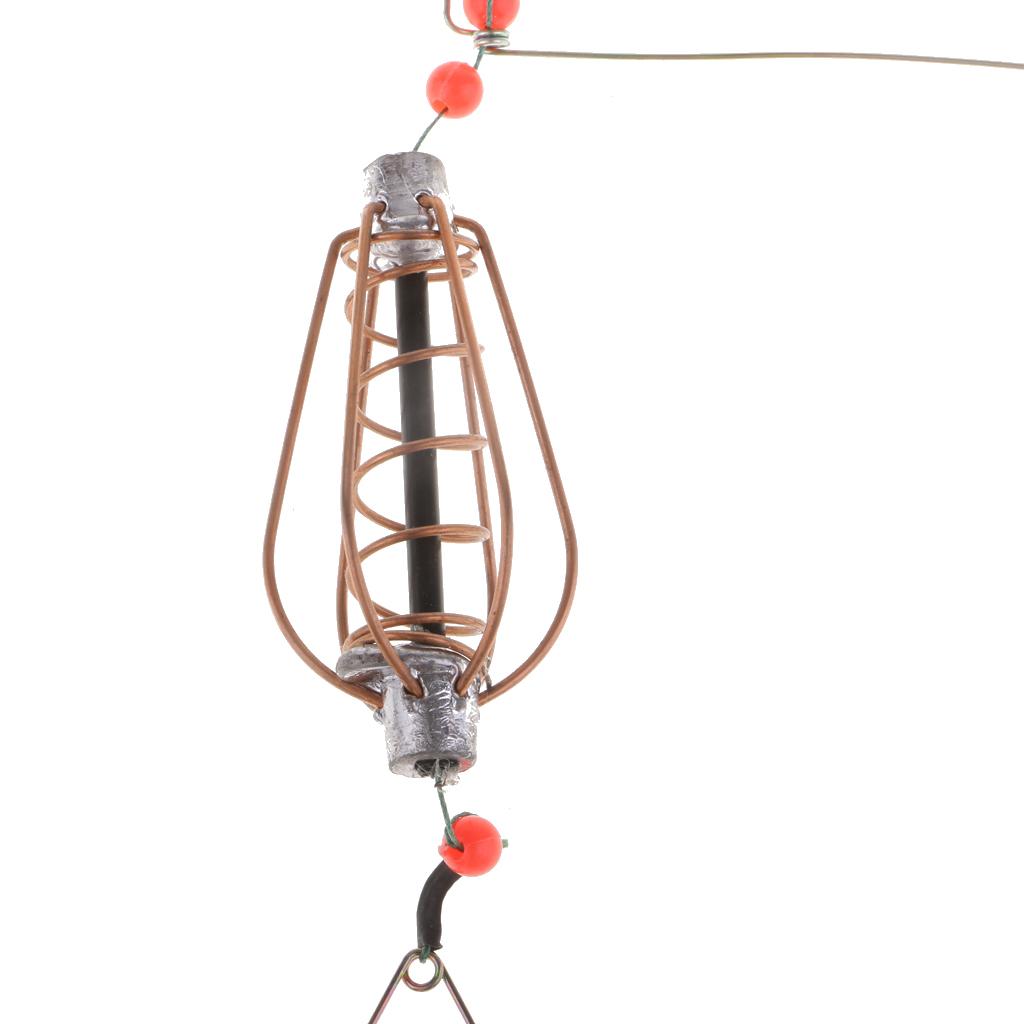 2xFishing Feeder Basket Holder Fishing Bait Cage with Line Hooks Sinker 25g