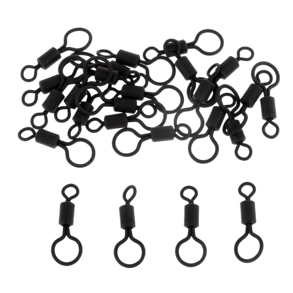 4x25pcs Carp Fishing Rolling Swivels with Long Body and Large & Small Eyes