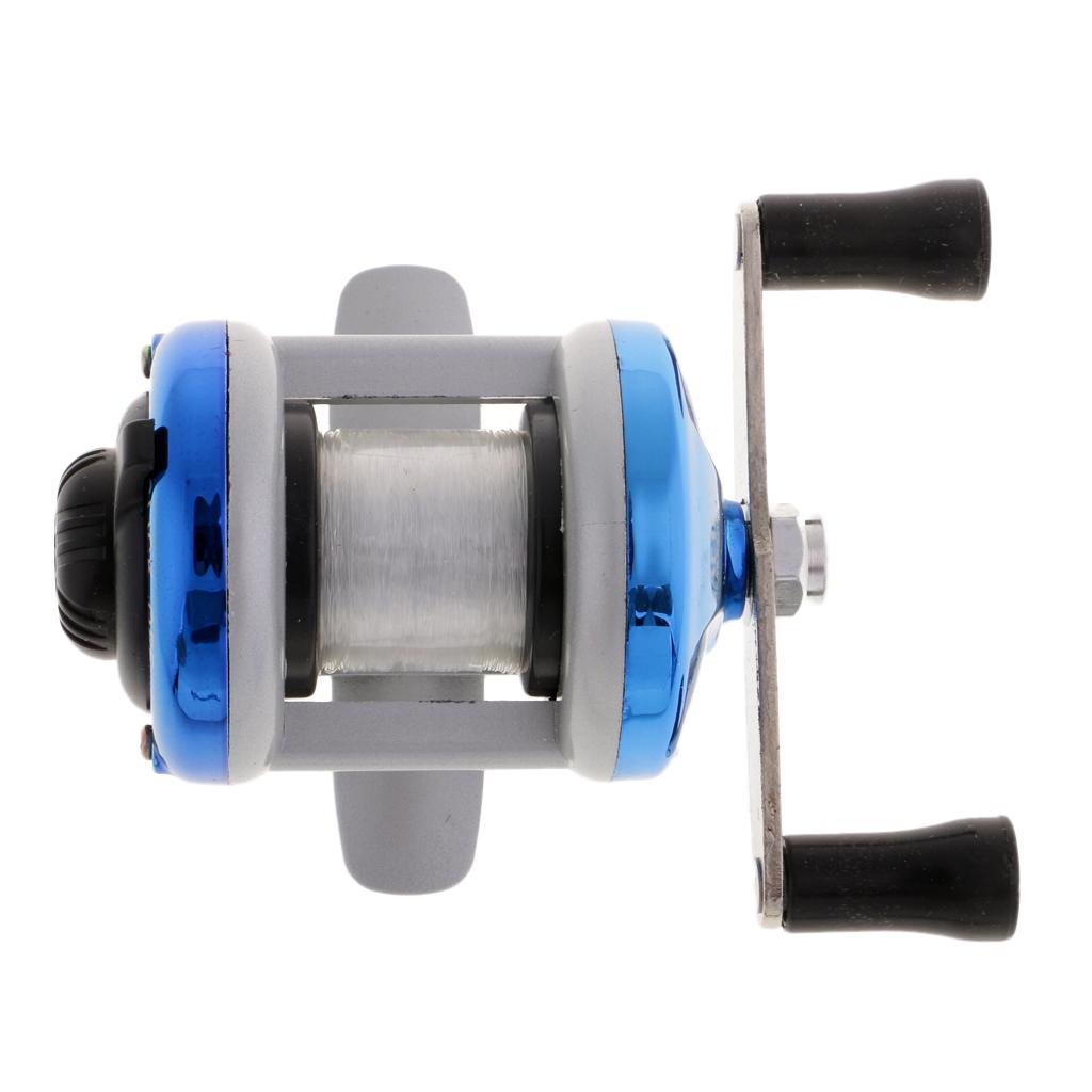 Mini Ice Fishing Reel 1BB Dual Rocker Arm Winter Baitcasting Reel Blue