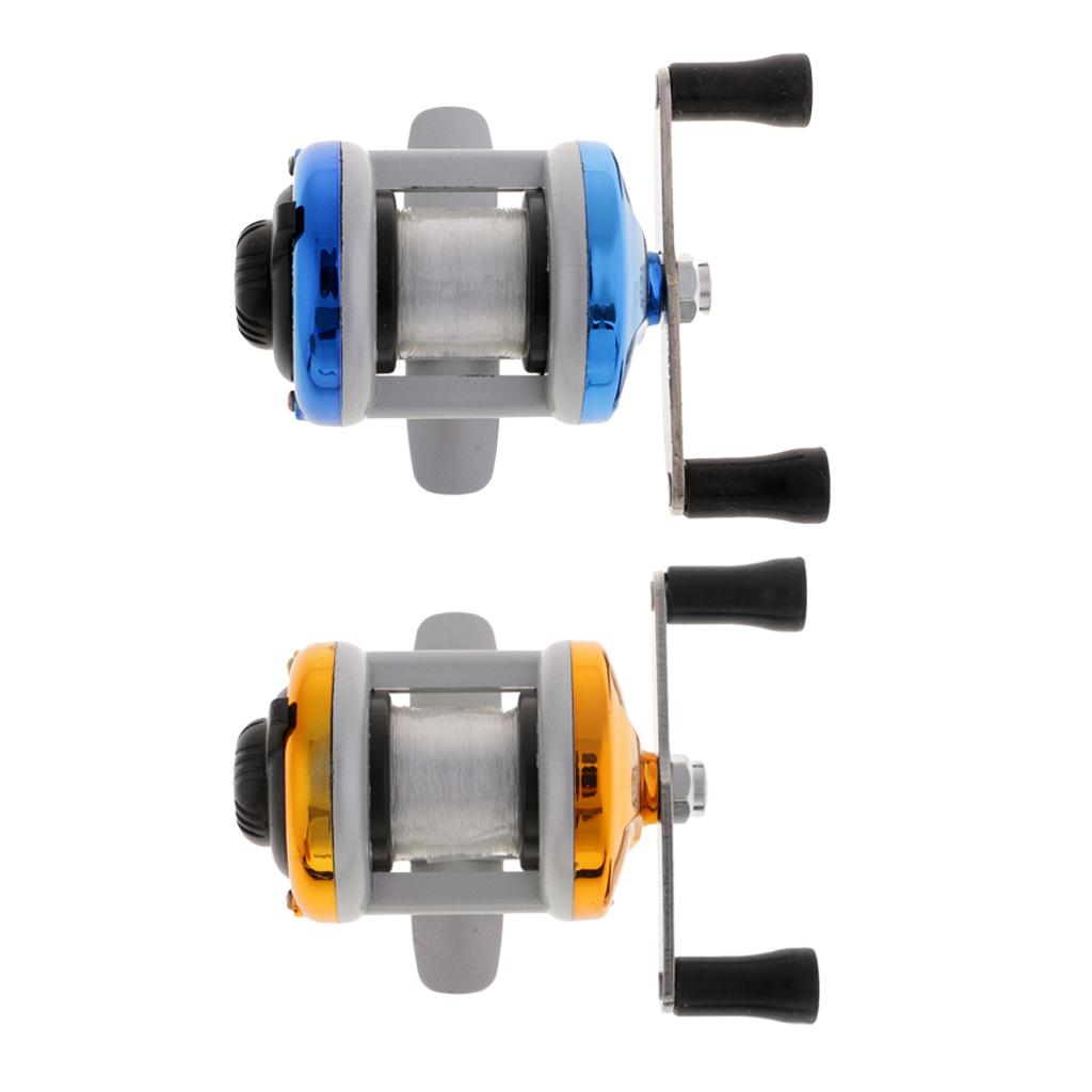 Mini Ice Fishing Reel 1BB Dual Rocker Arm Winter Baitcasting Reel Blue
