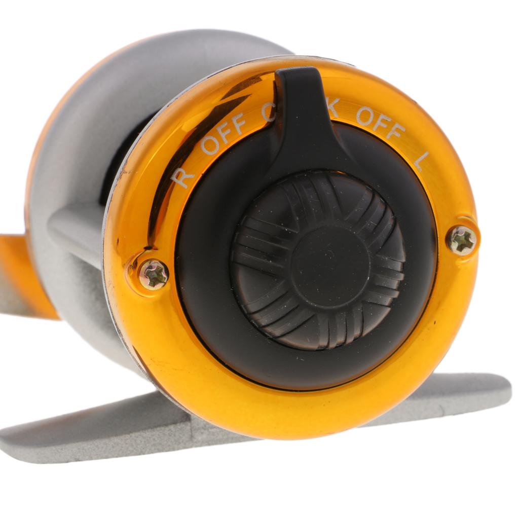 Mini Ice Fishing Reel 1BB Dual Rocker Arm Winter Baitcasting Reel Gold
