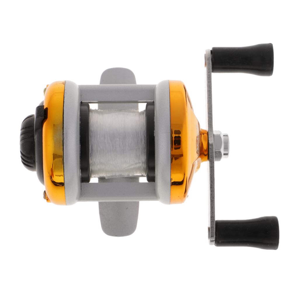 Mini Ice Fishing Reel 1BB Dual Rocker Arm Winter Baitcasting Reel Gold
