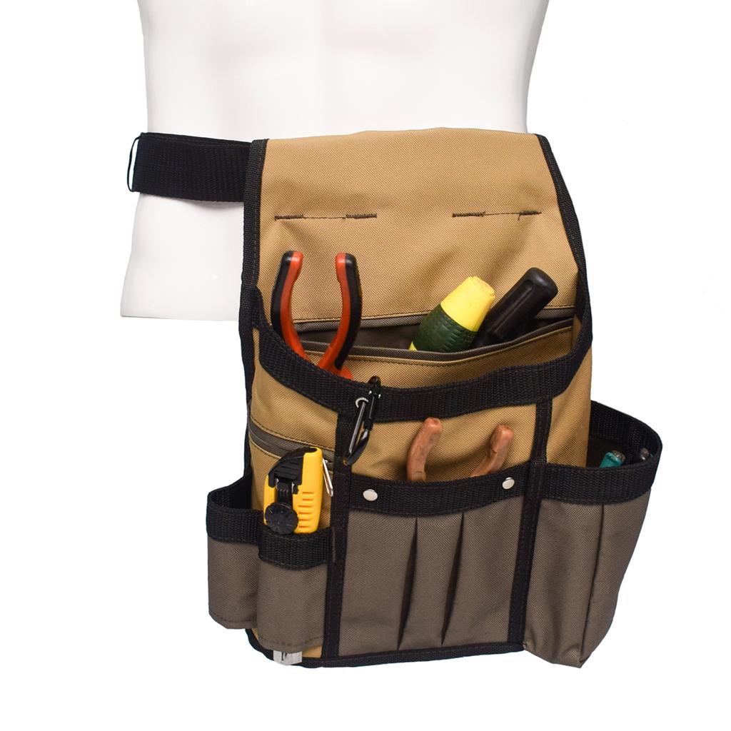 Multi-Pocket Slot Pouch Tool Belt Bag Electrician Carpenter Contractor Khaki