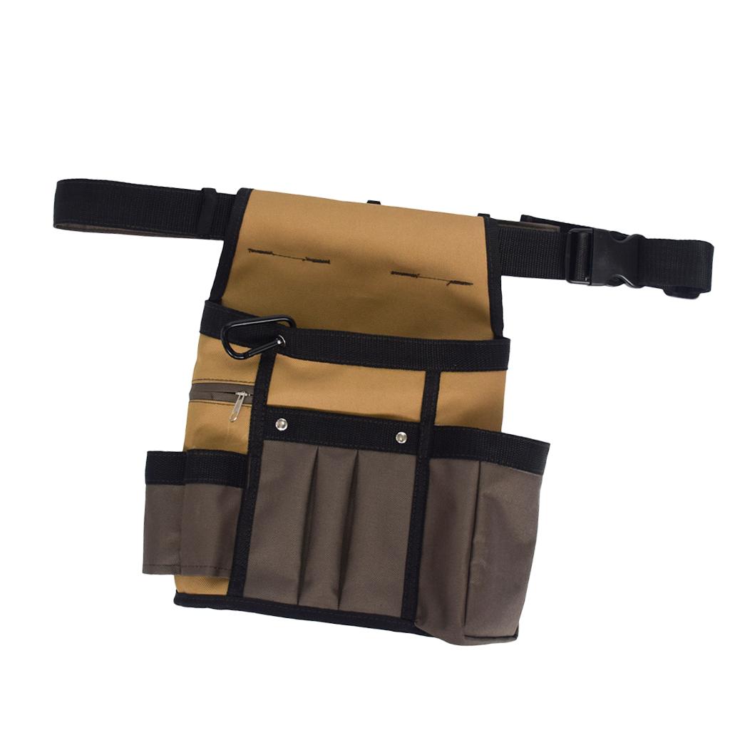 Multi-Pocket Slot Pouch Tool Belt Bag Electrician Carpenter Contractor Khaki